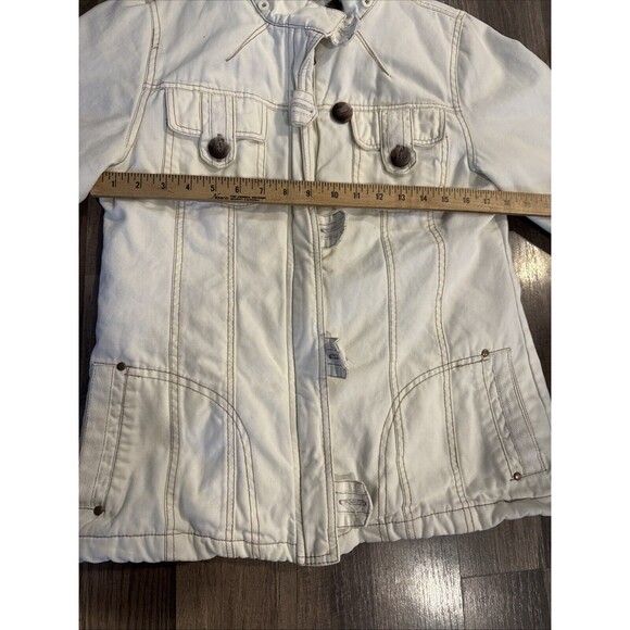 Maurice’s Women’s Jacket White Brown Floral Sz M Big Button - Picture 3 of 9